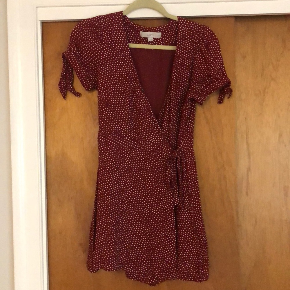 Loft red polka dot romper